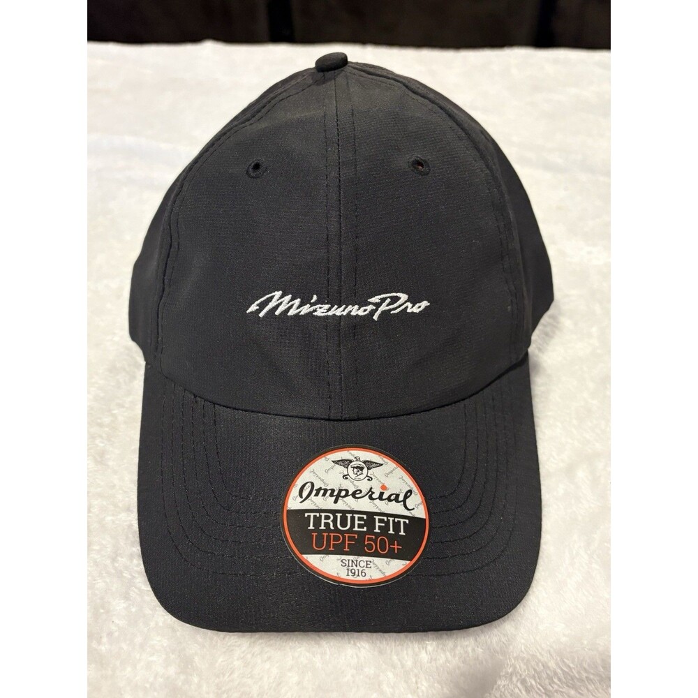 Mizuno Pro Imperial True Fit UPF 50+ Performance Golf Hat Black Adjustable NWOT